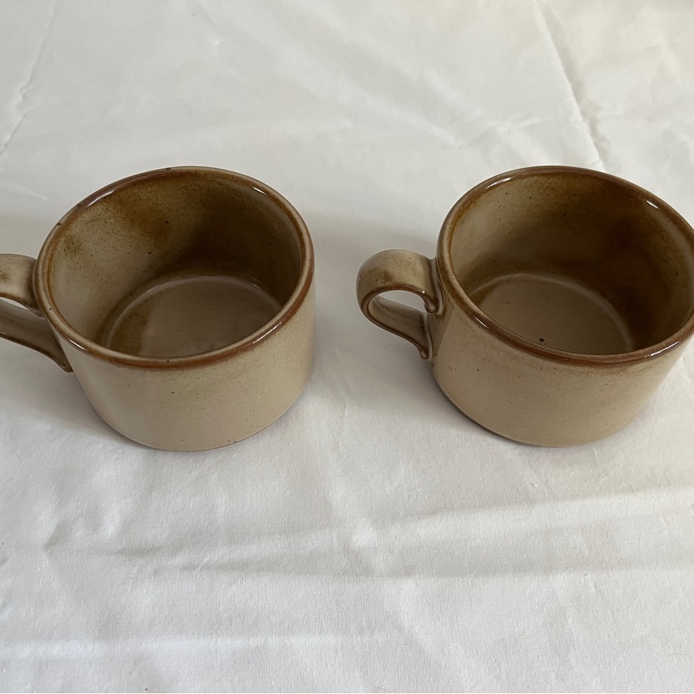 Vintage DANSK Nielstone Spice Flat Mugs Set of 2, Niels Refsgaard Design